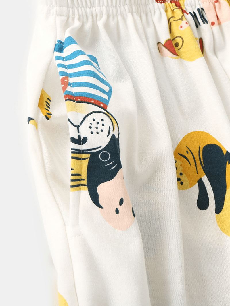 Kvinder Tegneserie Dyr & Brev Med Tryk Pullover Elastik Talje Løse Bukser Hjem Pyjamas Sæt