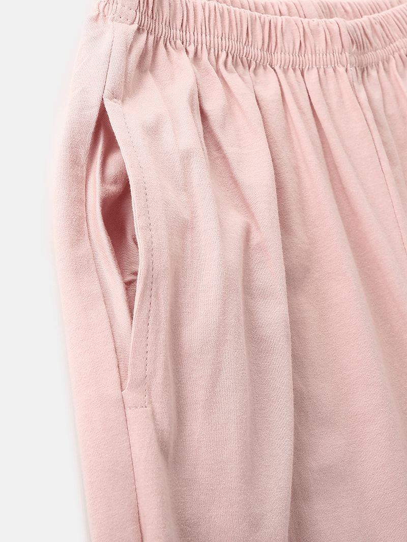 Kvinder Tegneserie Kat Med Tryk Langærmet Trøje Elastisk Talje Lommebukser Pink Hjemmepyjamas Sæt