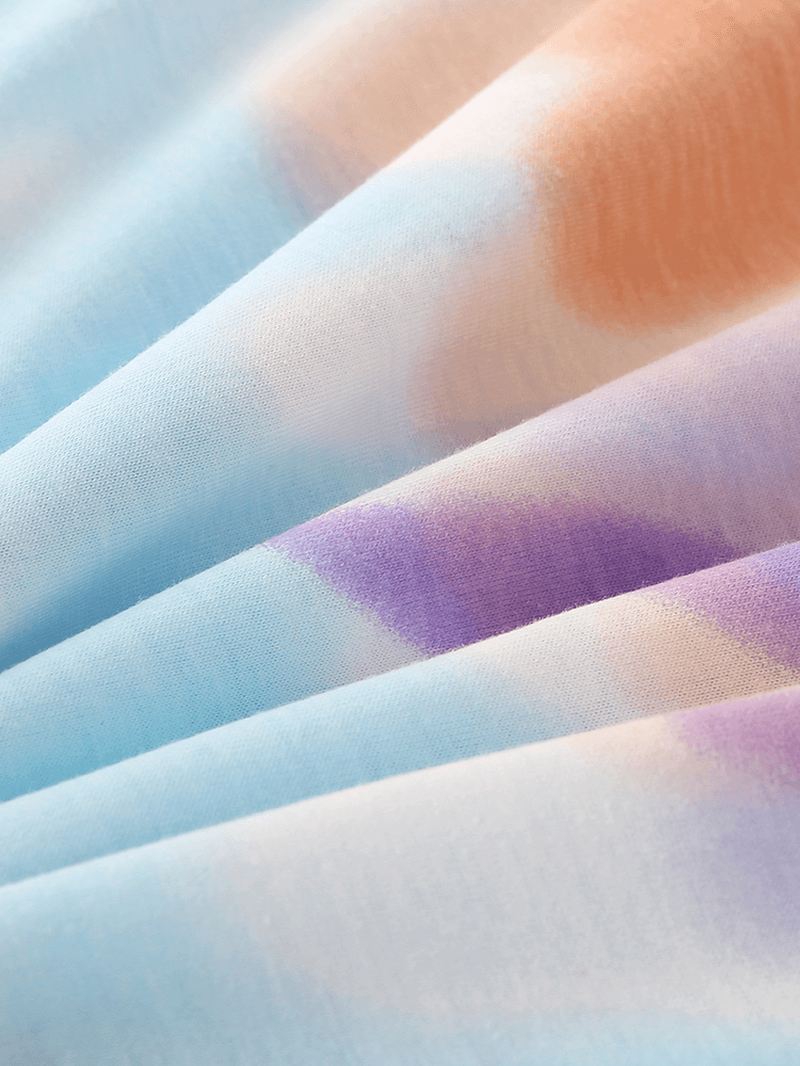 Kvinder Tie Dye Button Up Pocket Revere Krave Kortærmet Hjemmepyjamassæt