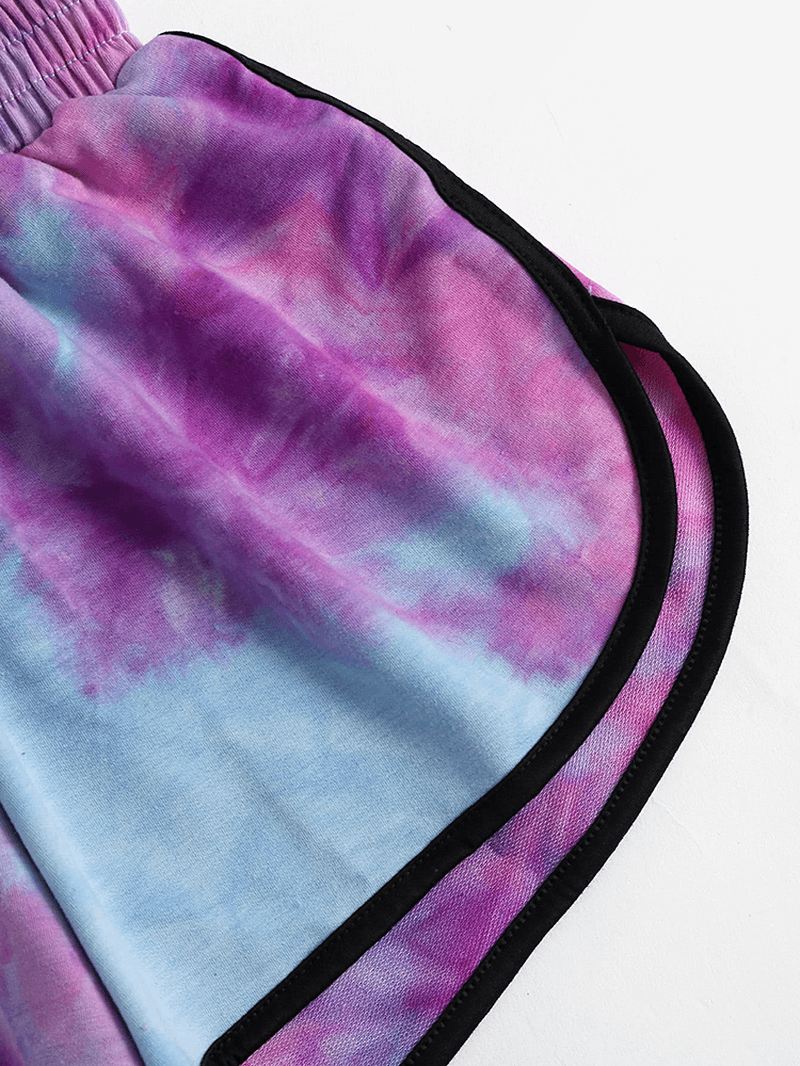 Kvinder Tie Dye Loungewear Halter High Neck Blød Bomuld Pyjamas Kort Sæt
