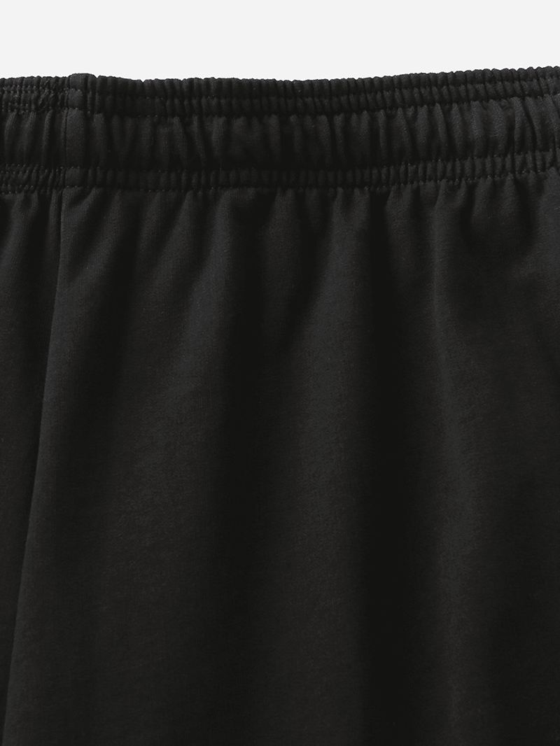 Mænd Bomuld Casual Ensfarvet Lomme Elastik Talje Snøring Nattøj Shorts