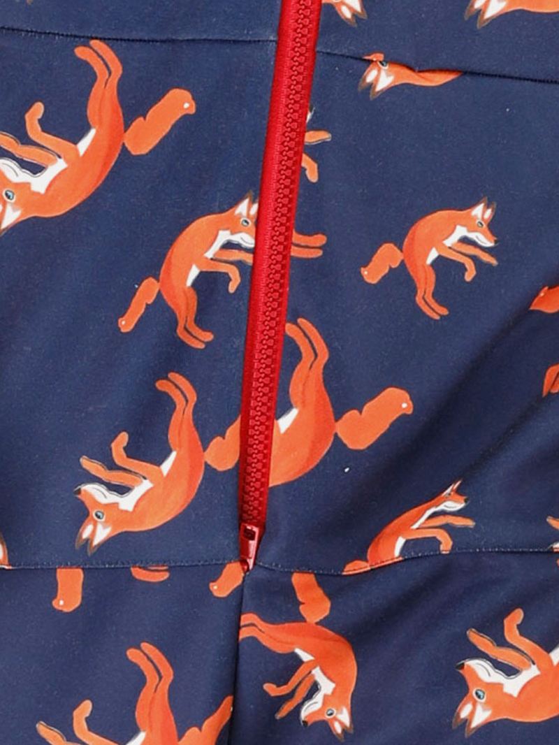 Mænd Funny Wolf Med Tryk Jumpsuit Loungewear Royal Blue Hooded Onesies Med Lommer
