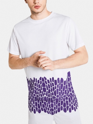Mænd Med Tryk Mesh Kortærmet Elastisk Talje Shorts Hjem Sport Åndbar Nattøj To Stykker
