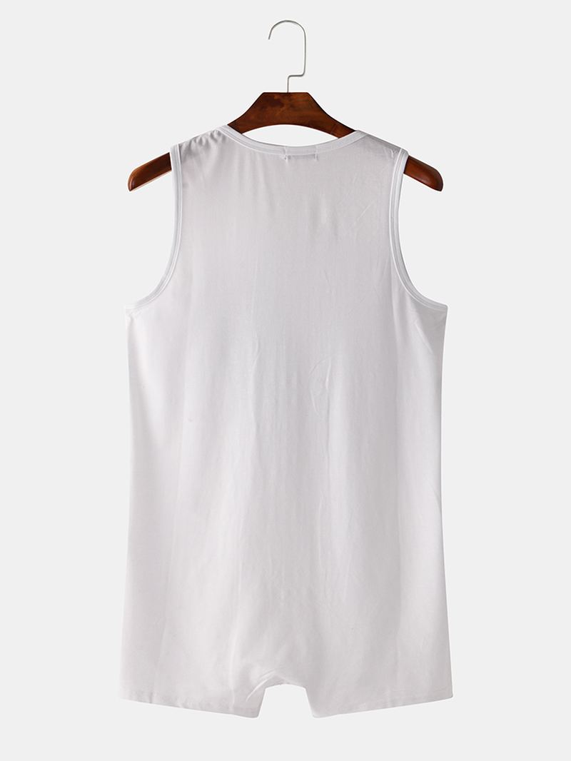 Mænd Mode Med Tryk Bomuld Ærmeløs Jumpsuit Sport Hjem Nattøj