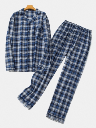 Plaid Bomuld Varm Pyjamas Sæt