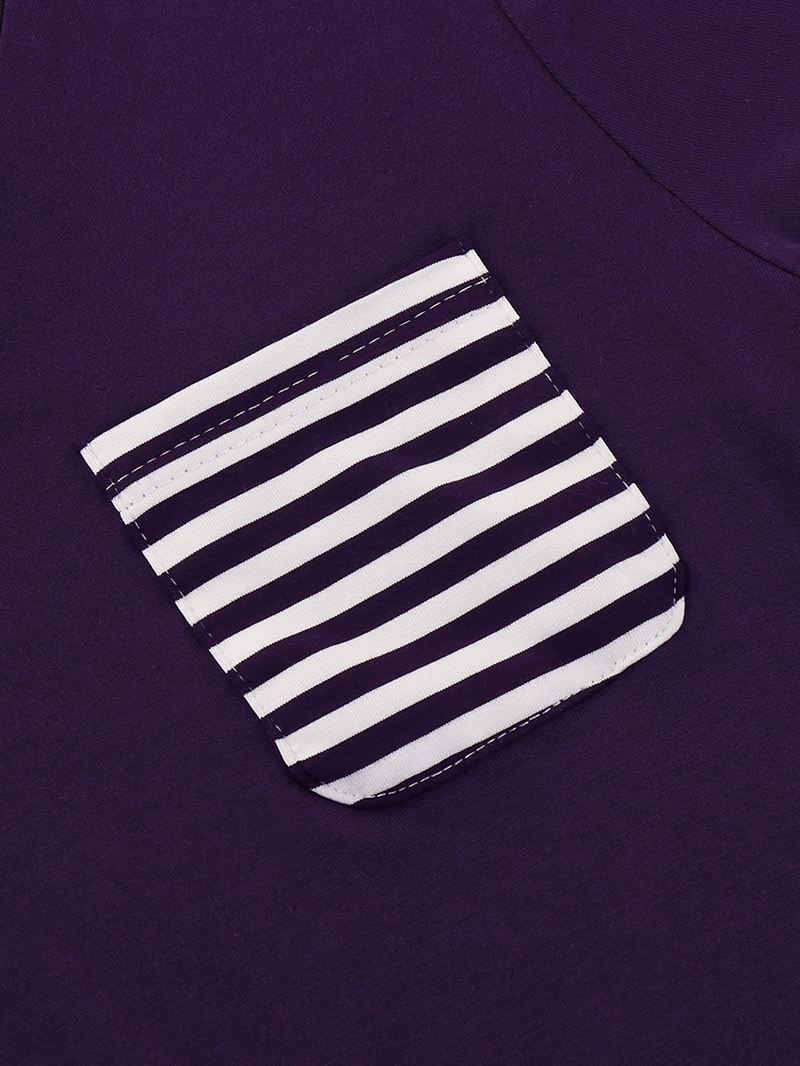 Plus Size Kvinder Ensfarvet V-hals Top Stripe Snøre Shorts Hjem Pyjamas Sæt
