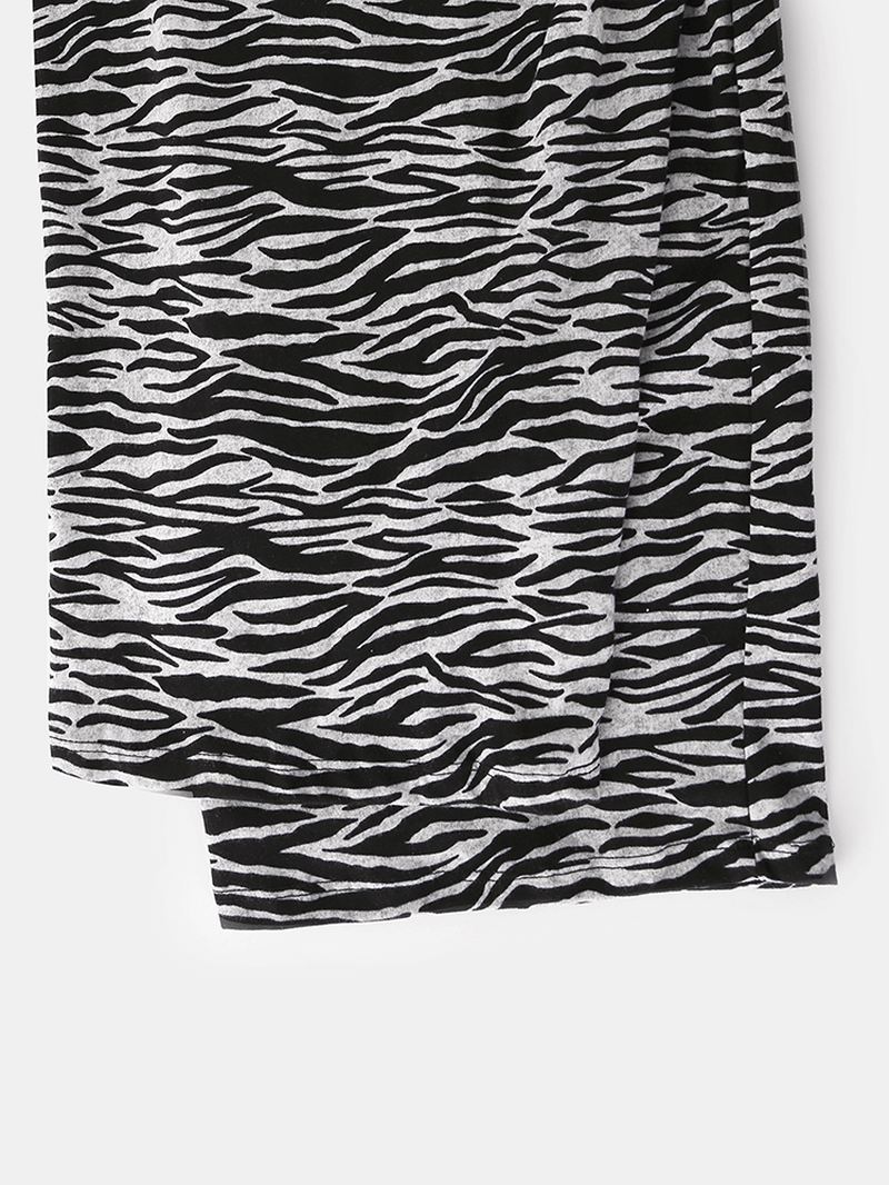 Plus Size Kvinder Hjem Bomuld Zebra Med Tryk V-hals Kortærmet Pyjamas Sæt