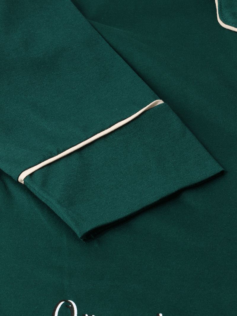 Plus Size Kvinder Tegneserie Med Tryk Revere Krave Langærmet Elastisk Talje Hjem Pyjamas Sæt