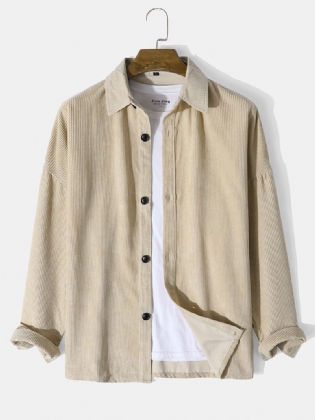 Herre Corduroy Solid Button Down Front Outwear Cardigan