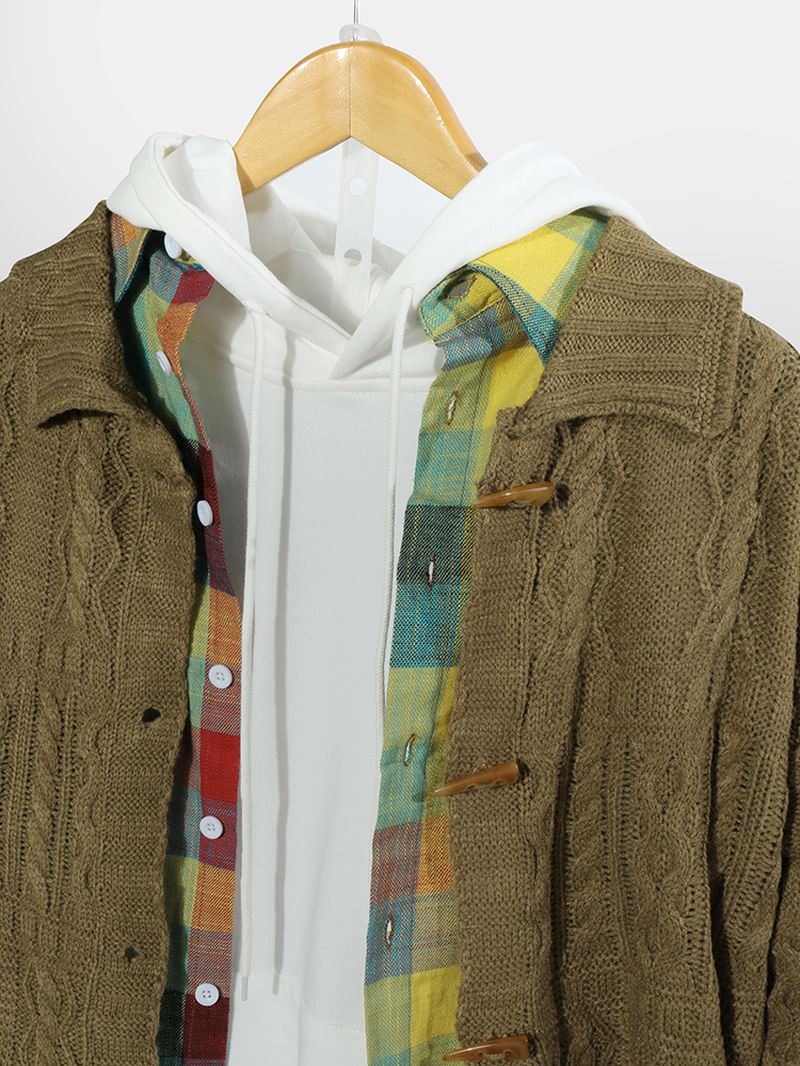 Herre Ensfarvet Strikning Toggle Sweater Cardigans
