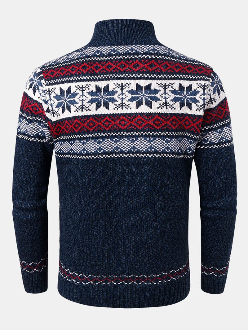 Herre Geometrisk Grafik Strikket Fleece Foret Varm Sweater Cardigans