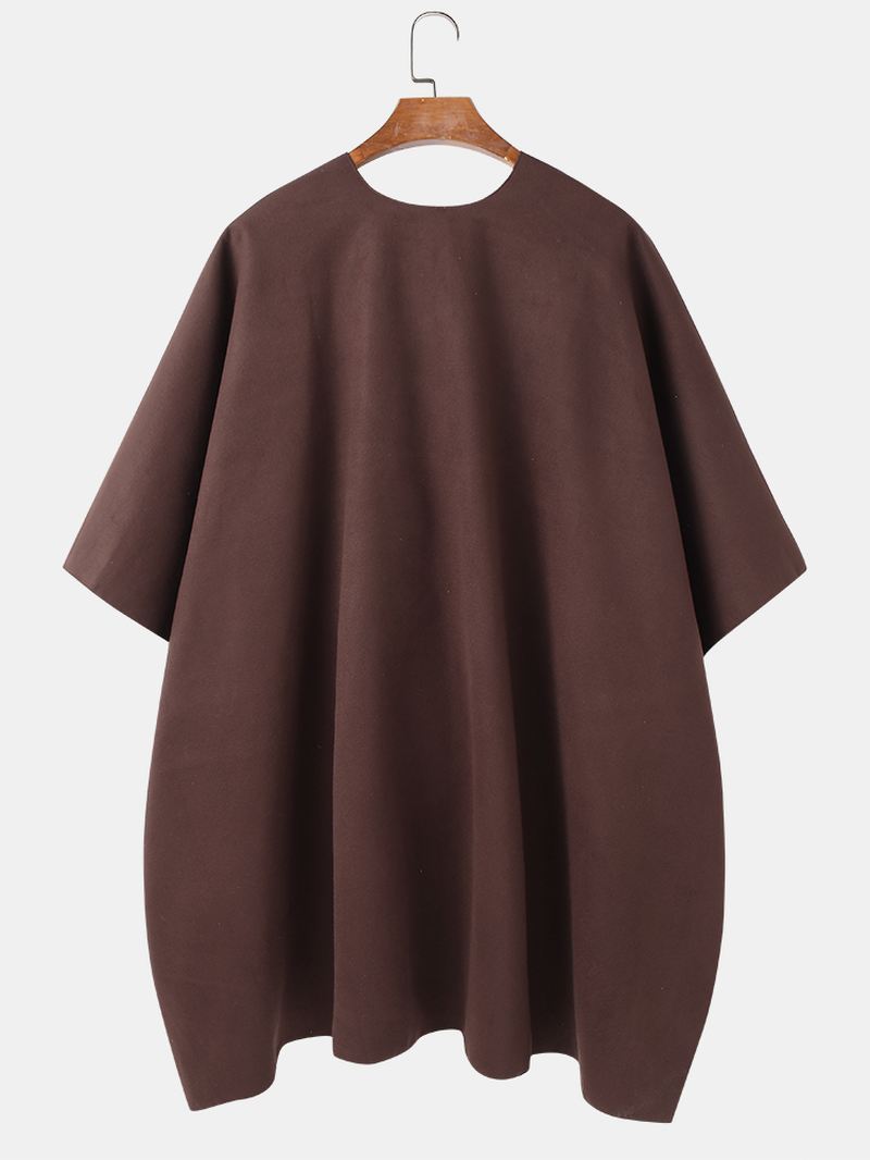 Herre Solid Åben Front Casual Høj Lav Hem Oversized Cape Cardigans