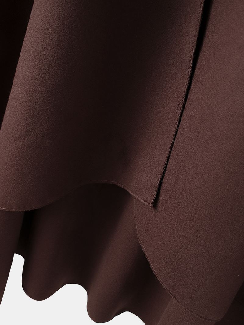 Herre Solid Åben Front Casual Høj Lav Hem Oversized Cape Cardigans