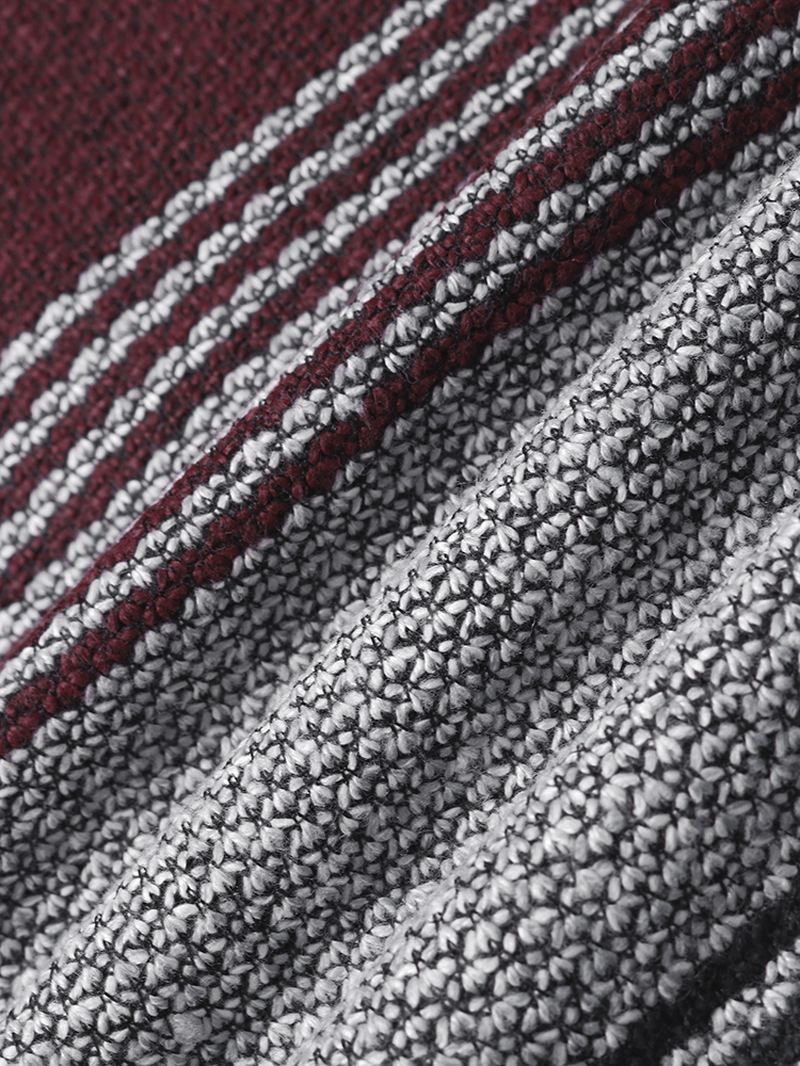 Herre Stripe Colorblock Strikket Fleeceforet Varm Hættecardigans Med Lomme