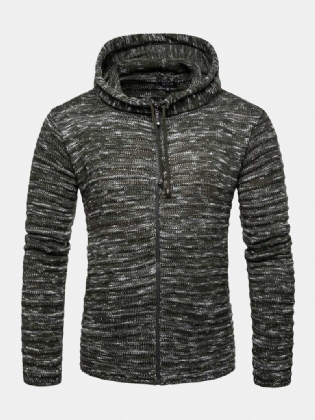 Herre Vintage Strikket Lynlås Hættetrøje Cardigans Med Sidelomme
