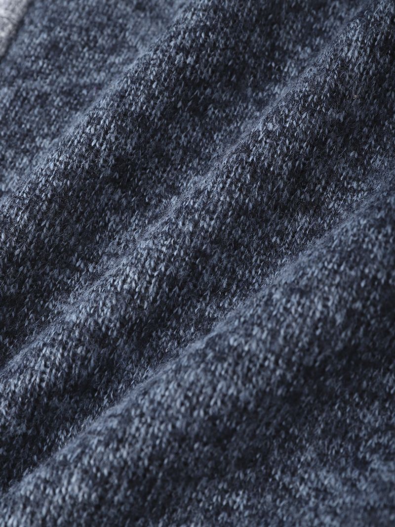 Mænd Strikket Plus Fløjl Høj Hals Elastisk Hem Lommer Lynlås Sweater Cardigans