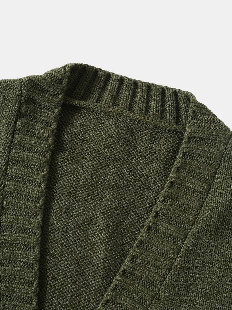 Mænd Vintage Strik Knap V-hals Dobbelt Lommer Casual Cardigans