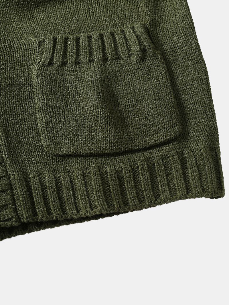 Mænd Vintage Strik Knap V-hals Dobbelt Lommer Casual Cardigans