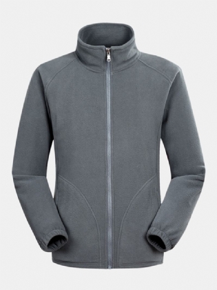 Mænds Nye Frakke Dobbeltsidet Ensfarvede Casual Krave Cardigan Fleecejakke