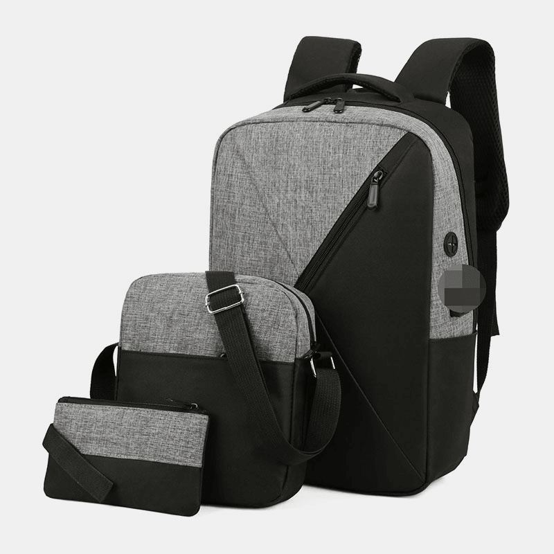 3 Stk Mænd Oxford Slidfast Åndbar Patchwork Stor Kapacitet Casual Rygsæk Brysttaske Crossbody Taske