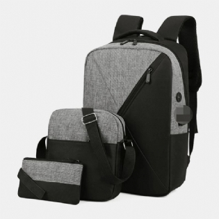 3 Stk Mænd Oxford Slidfast Åndbar Patchwork Stor Kapacitet Casual Rygsæk Brysttaske Crossbody Taske