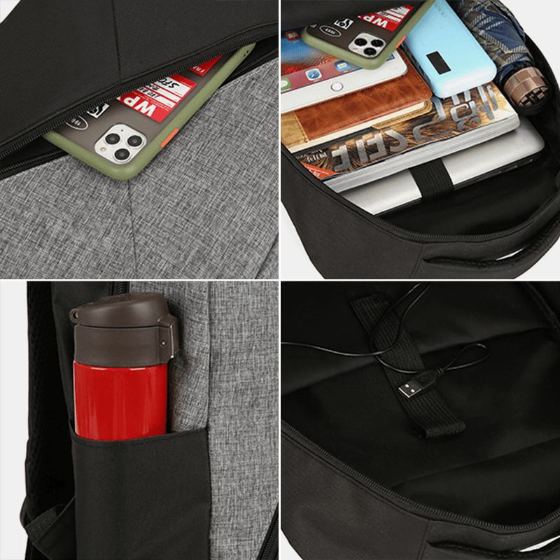 3 Stk Mænd Oxford Slidfast Åndbar Patchwork Stor Kapacitet Casual Rygsæk Brysttaske Crossbody Taske