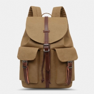 Dame Lærred Dobbelt Frontlomme Design Stor Kapacitet Rejse Rygsæk Retro 14 Tommer Bærbar Taske