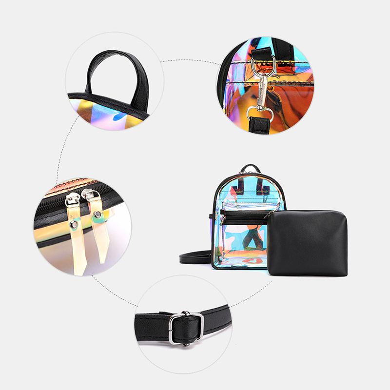 Kvinder 2 Stk Transparent Jelly Multi-carry Mini Rygsæk Crossbody Taske Håndtaske