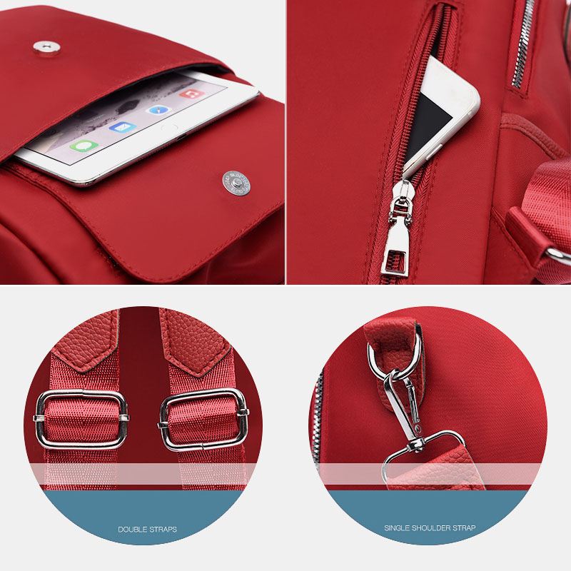 Kvinder Casual Oxford Stor Kapacitet Flap Pocket Convertible Strap Udendørs Rejse Crossbody Bag Rygsæk