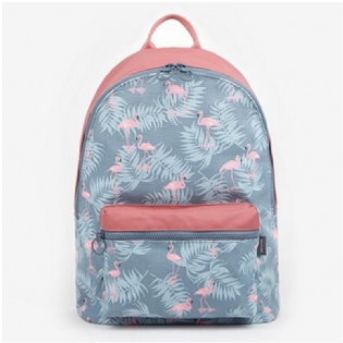 Kvinder Flamingo Tegneserie Udskrivning Rygsæk Floral Casual Pige Skoletaske
