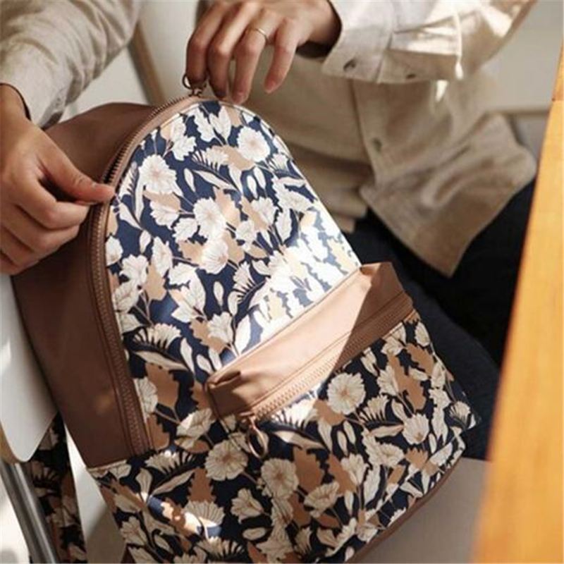 Kvinder Flamingo Tegneserie Udskrivning Rygsæk Floral Casual Pige Skoletaske