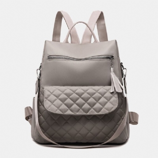 Kvinder Multi-carry Oxford Diamond Pattern Anti-theft Vandtæt Tassel Casual Rygsæk