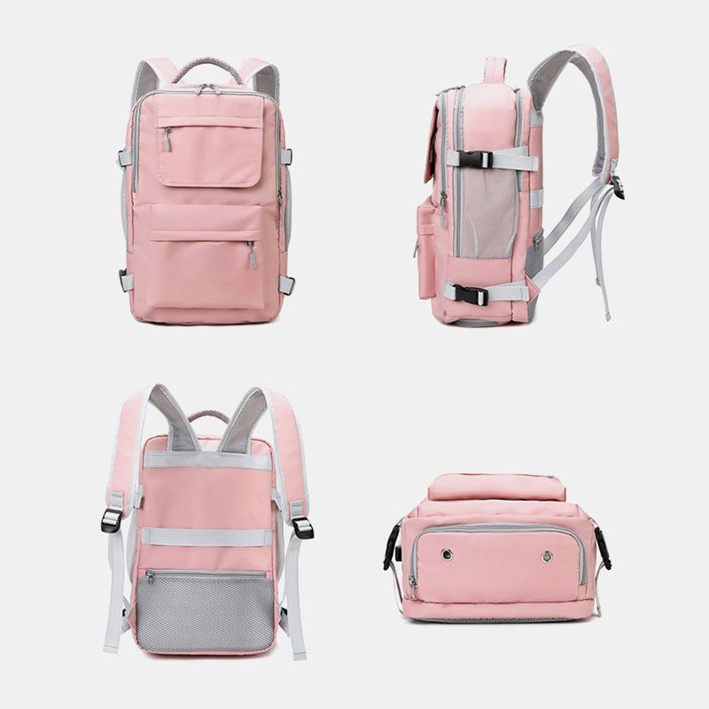 Kvinder Nylon Multi-pocket Sko Rum Rygsæk Multifunktion Stor Kapacitet Rejsetaske