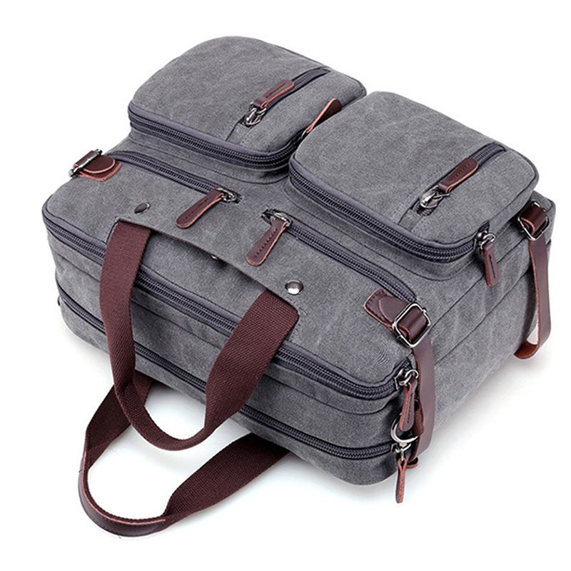 Mænd 3-konvertible Håndtaske Vintage Crossbody Skuldertaske Rejserygsæk
