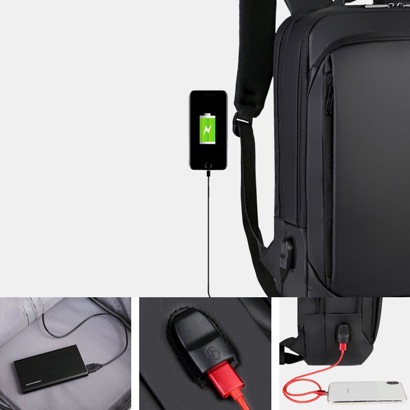 Mænd Multifunktionel Loptop-rygsæk Med Stor Kapacitet Med Usb-opladningsport