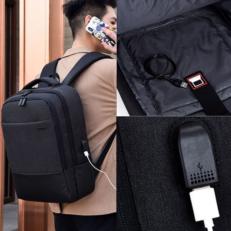 Mænd Nylon Usb-opladning Casual Stor Kapacitet 15.6 Tommer Bærbar Taske Rejserygsæk