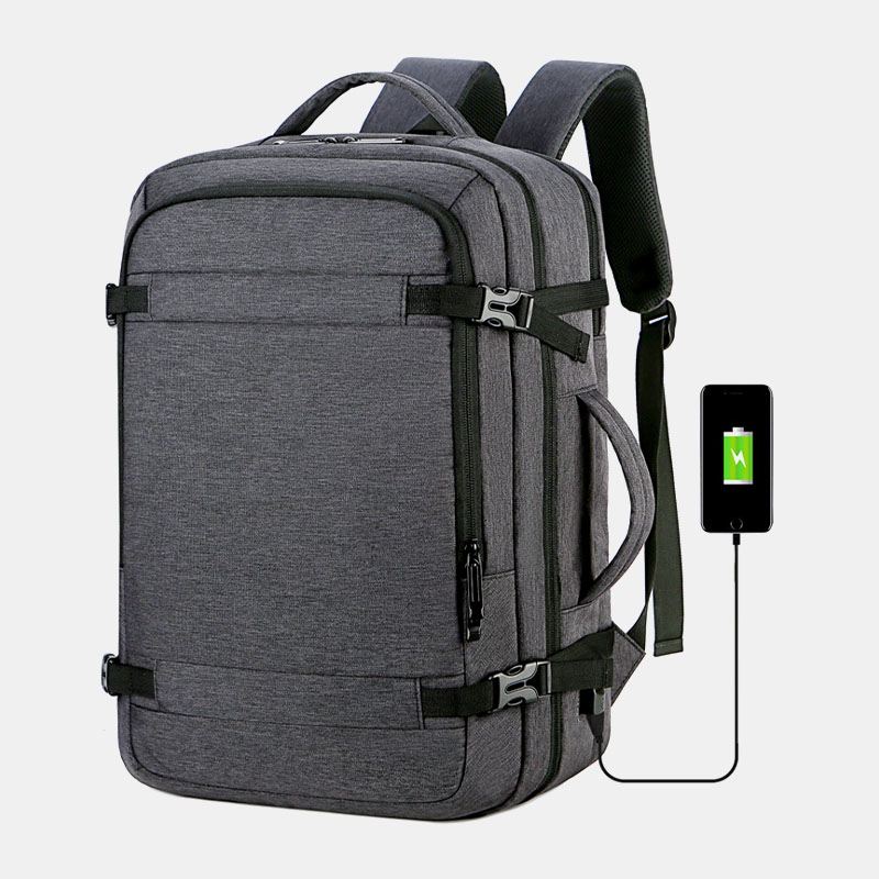 Mænd Polyester 15.6 Tommer Usb-opladning Anti-tyveri Business Laptop Taske Rygsæk
