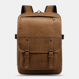 Mænd Pu Læder Multi-pocket Rygsæk Casual Travel Large Capacit Laptop Bag Skuldertaske