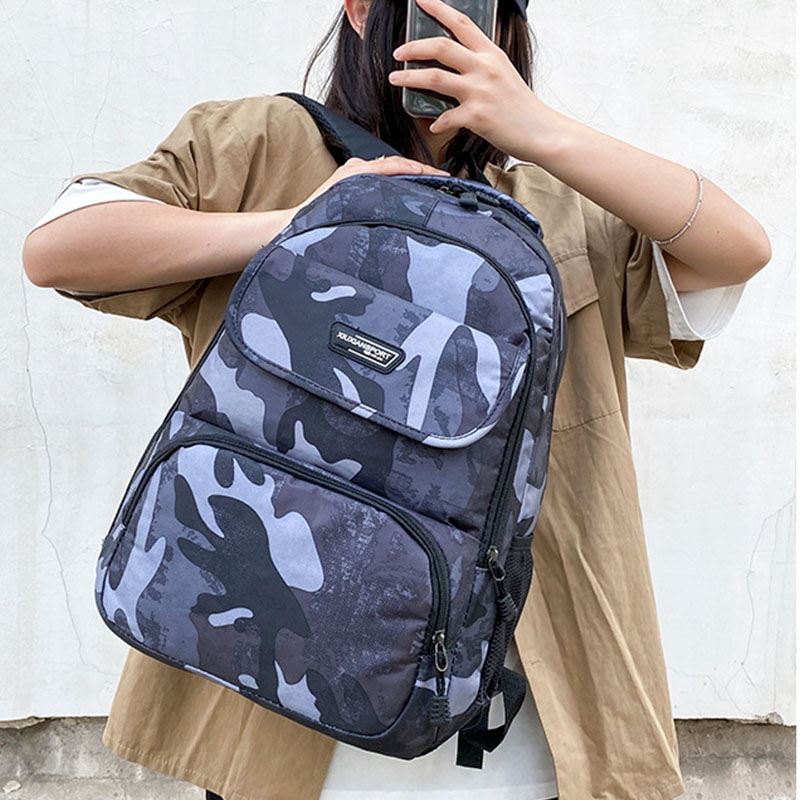 Mænd Stor Kapacitet Camouflage Vandtæt Student Skoletaske 15.6 Inch Laptop Taske Rejse Udendørs Rygsæk