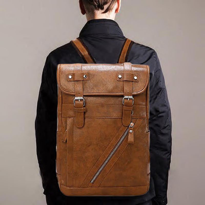 Mænd Stor Kapacitet Solid Casual Multifunktion Laptop Flap Mænd Rygsæk