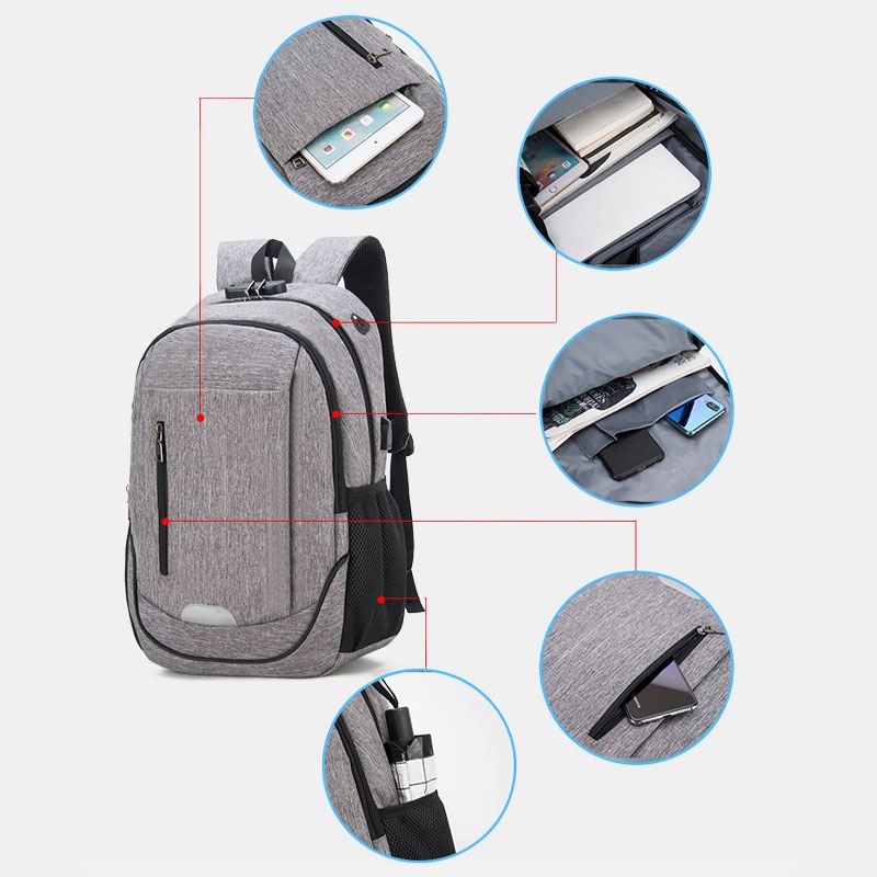 Mode Med Stor Kapacitet Vandtæt Rygsæk Rejsetaske Skoletaske Med Usb-opladningsport