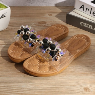 Kvinder Beach Beaded Dekoration Flade Hjemmesko