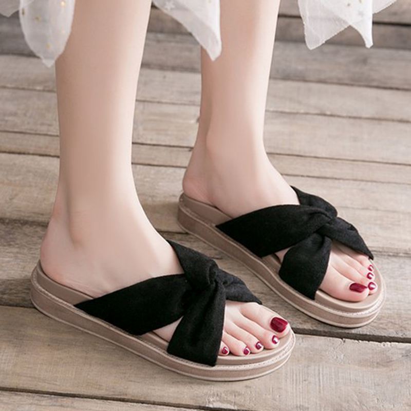 Kvinder Cross Strap Open Toe Hjem Sko Hjemmesko