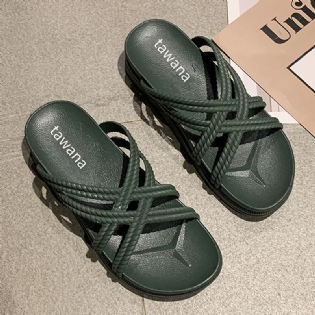 Kvinder Ensfarvet Cross Band Home Flats Sandaler