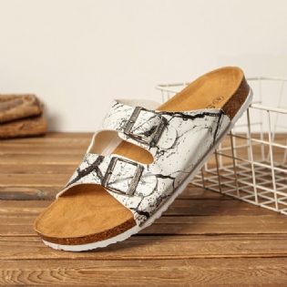 Mænd Åndbar Åbnet Skridsikker Kork Bund Strand Casual Slide Hjemmesko