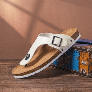 Mænd Åndbar Skridsikker Korkbund Strandflip Flops Casual Hjemmesko