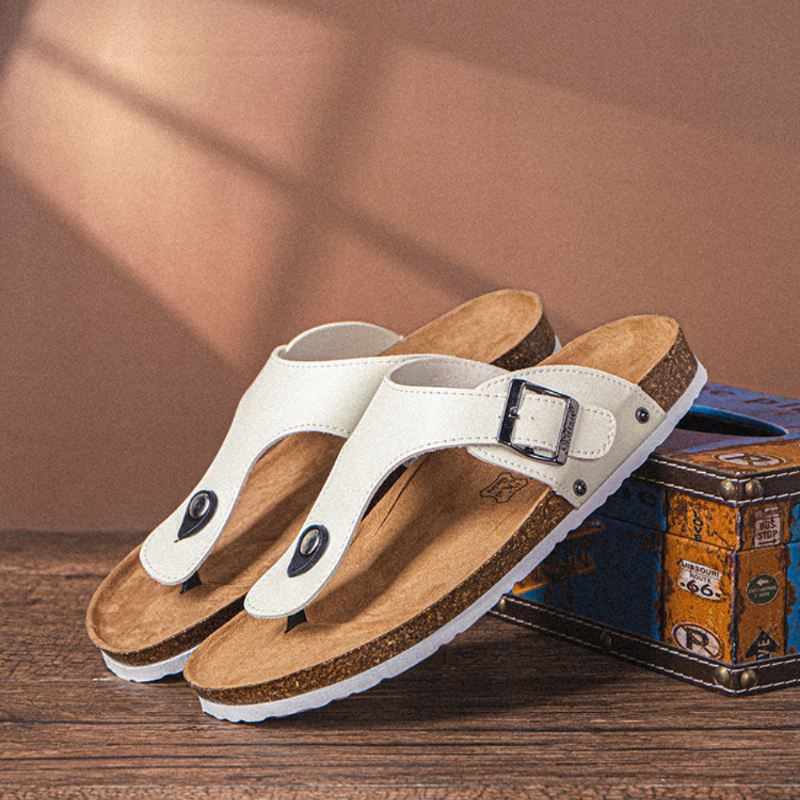 Mænd Åndbar Skridsikker Korkbund Strandflip Flops Casual Hjemmesko