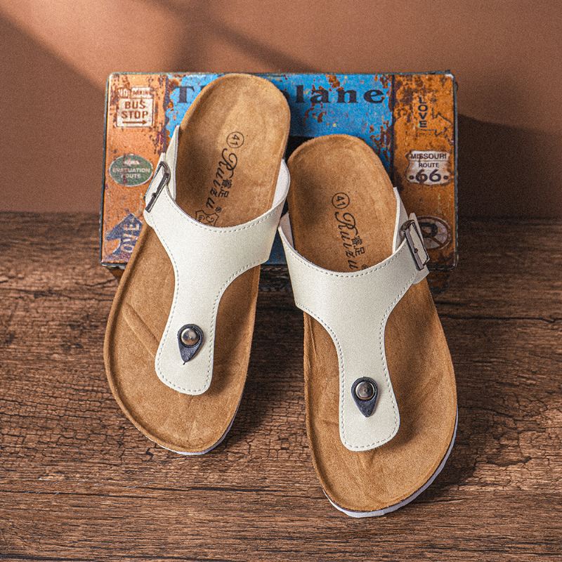 Mænd Åndbar Skridsikker Korkbund Strandflip Flops Casual Hjemmesko