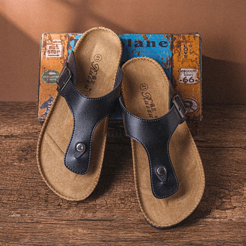 Mænd Åndbar Skridsikker Korkbund Strandflip Flops Casual Hjemmesko