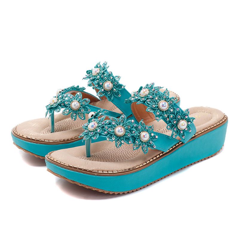 Retro Rhinestone Flowers Bløde Hjemmesko